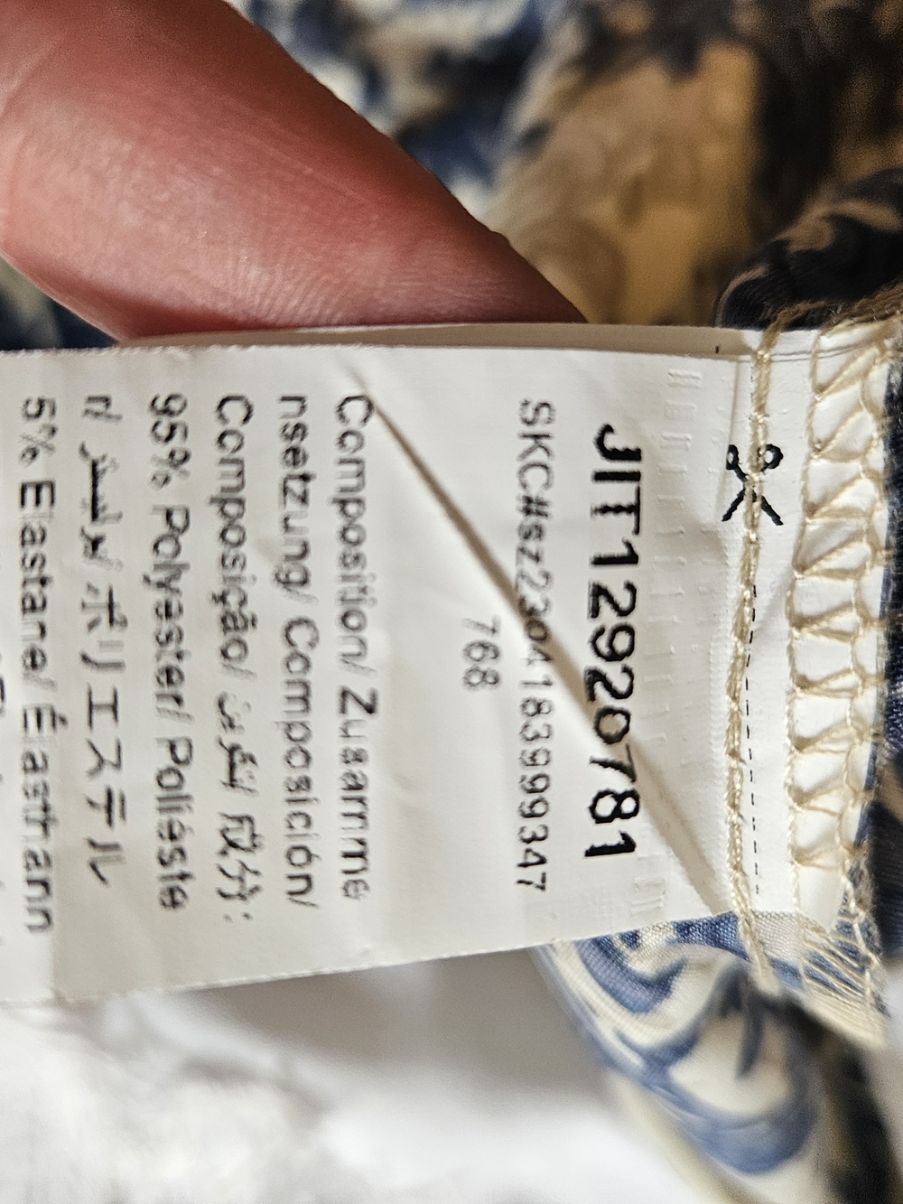 Blue and Cream Midi Dress with Damask Print - Picture 6 of 6